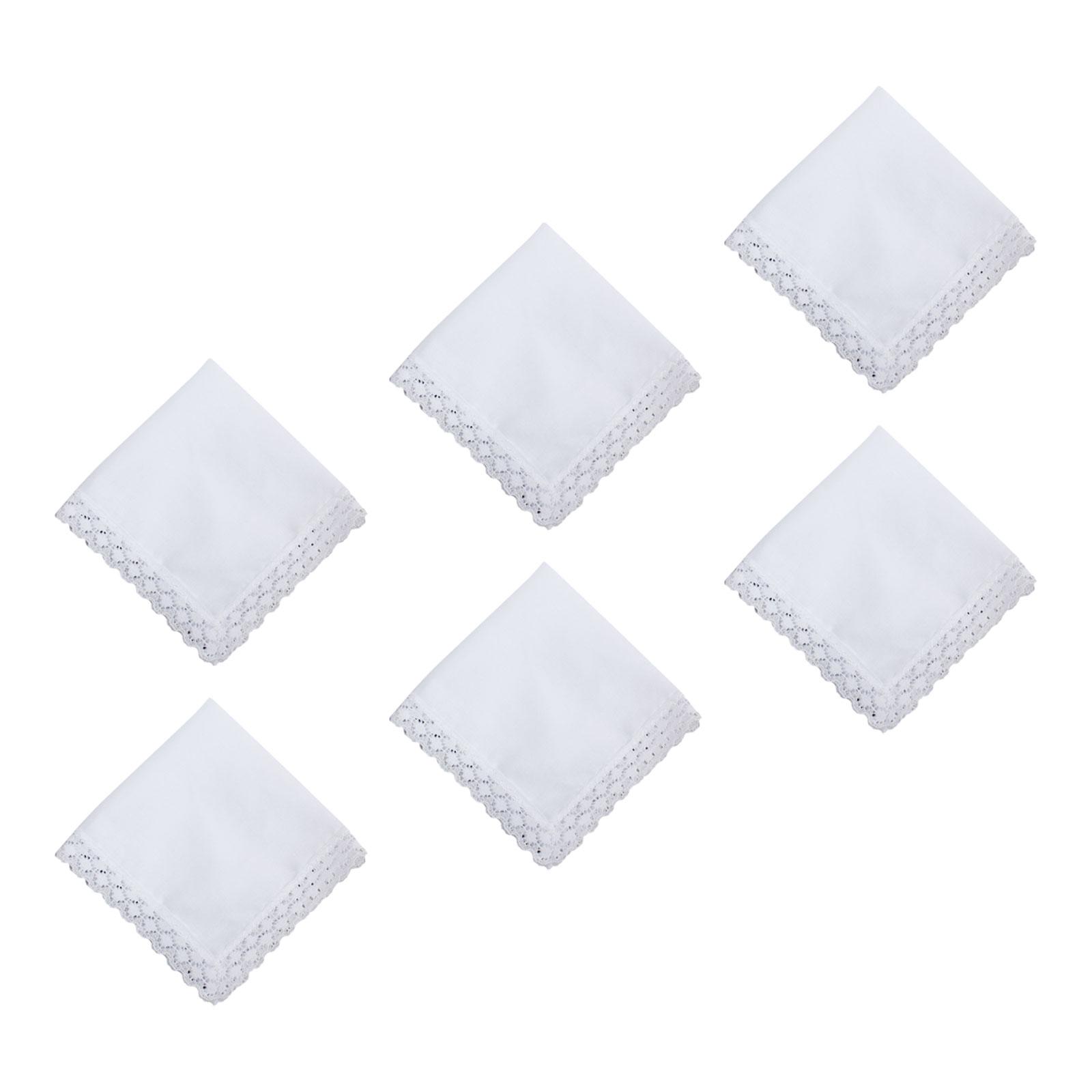 Handkerchief Cotton Men - 純白のレースハンカチ6枚セット、手作りウェディング用クラフトハンドカチ