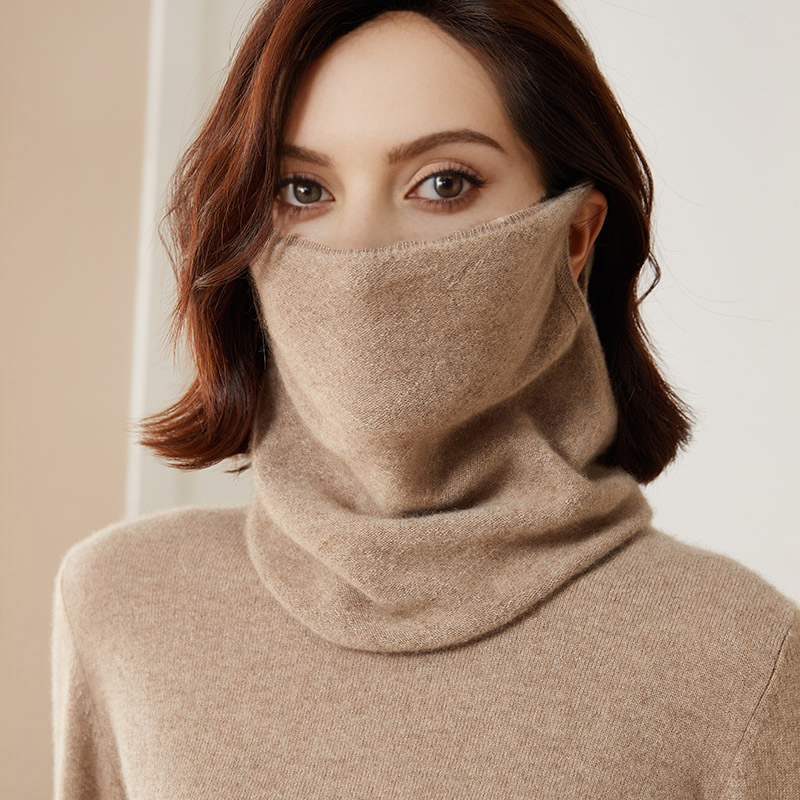 Neck Warmer Tube - 100% メリオウールネックウォーマー女性の冬暖かいファッション中空アウトカバーチューブスカーフ耳フェイスマスク偽襟秋ヘッドバンド