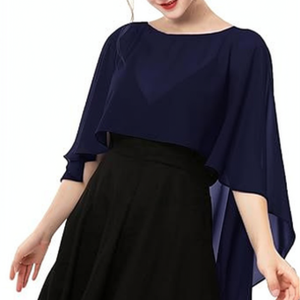 Stole Wedding Shawl - 女性用ファッションシフォンショール エレガントなケープレット シアーなウェディングラップ 軽量ボレロ イブニングストール 日焼け防止ビーチカバーアップ