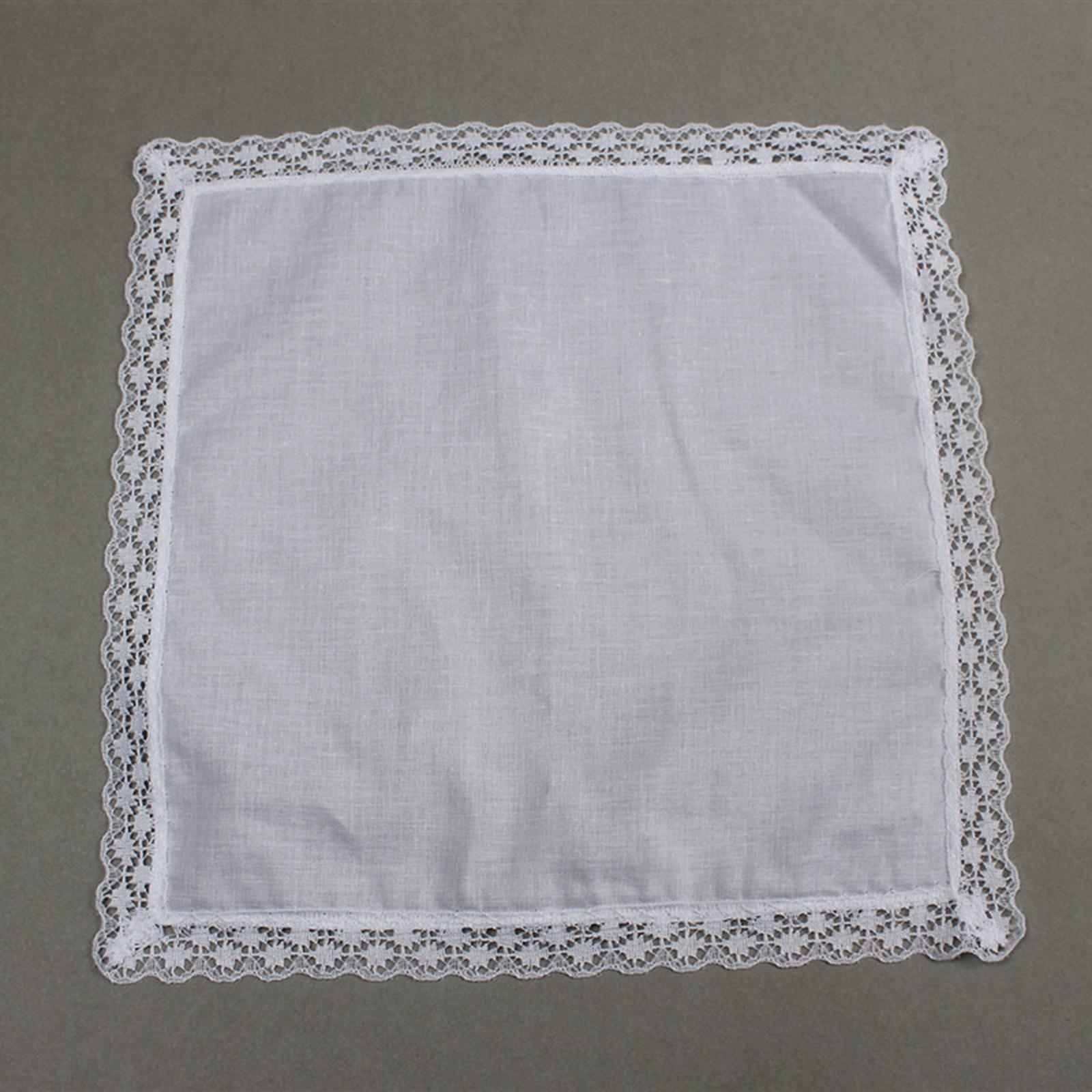 純白のレースハンカチ6枚セット、手作りウェディング用クラフト - Handkerchief Cotton Men のレビューと価格