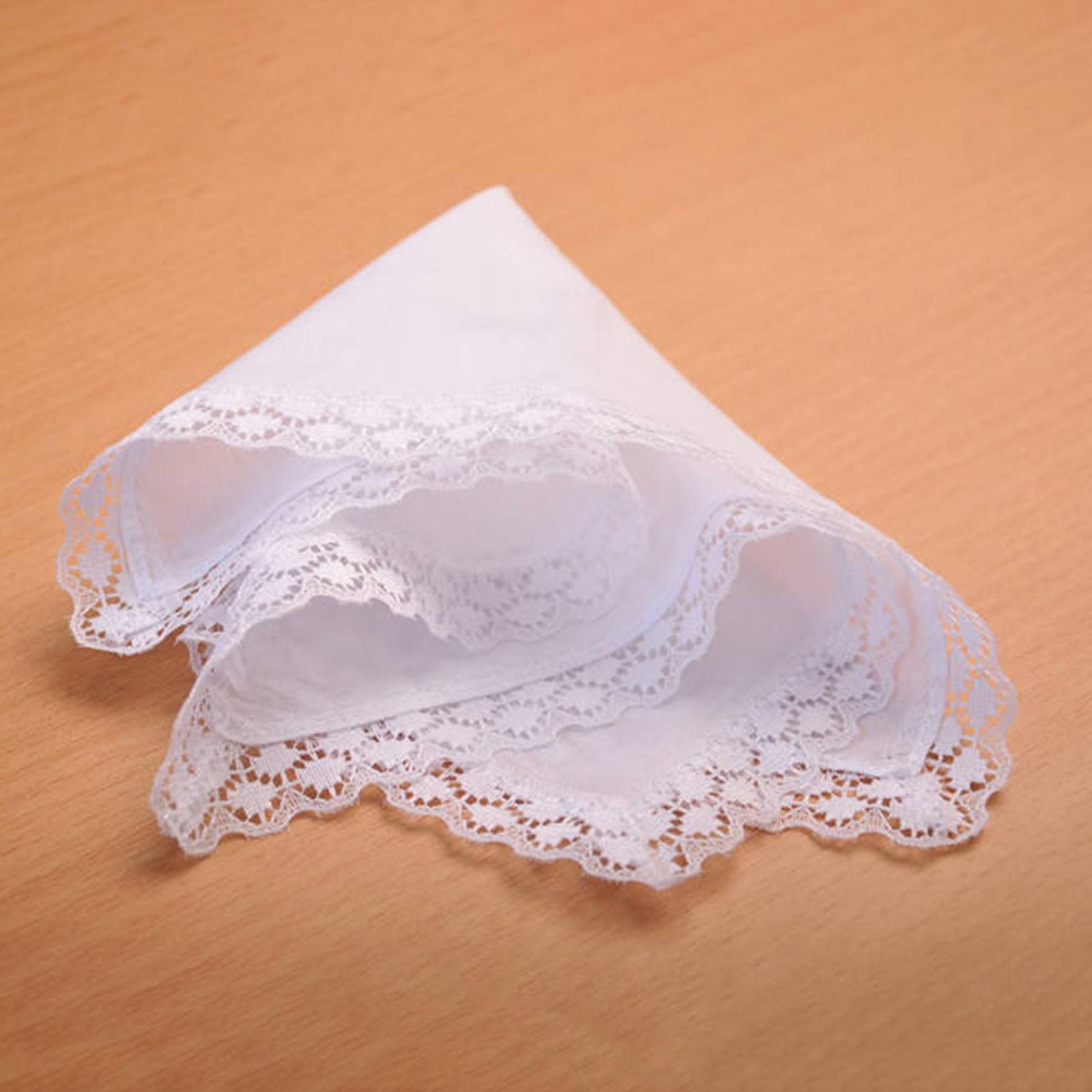純白のレースハンカチ6枚セット、手作りウェディング用クラフト - Handkerchief Cotton Men のレビューと価格