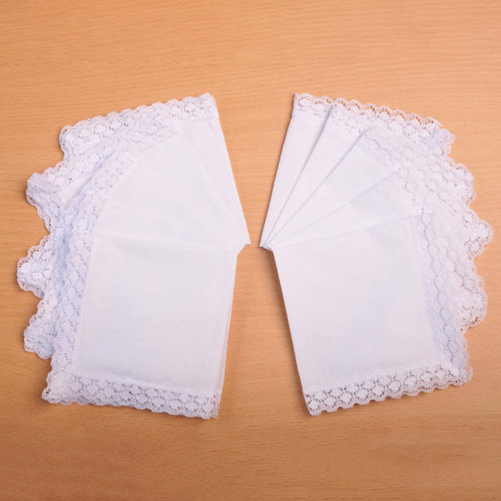 純白のレースハンカチ6枚セット、手作りウェディング用クラフト - Handkerchief Cotton Men のレビューと価格
