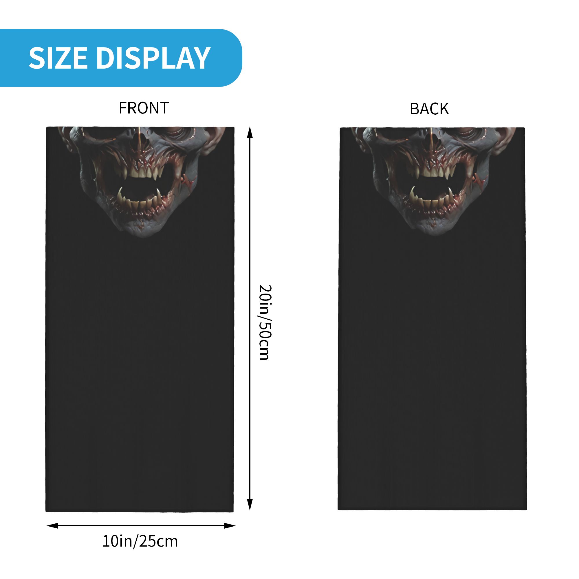 鋭い歯と尖った耳を持つ悪魔の頭蓋骨柄バンダナネックウォーマー - Neck Warmer Tube のレビューと価格