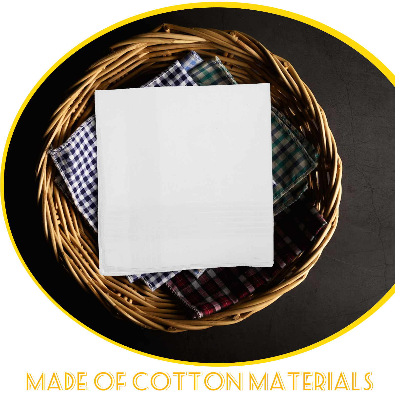 3枚組ピュアホワイトハンカチ、スタイリッシュな男性用コットン - Handkerchief Cotton Men のレビューと価格