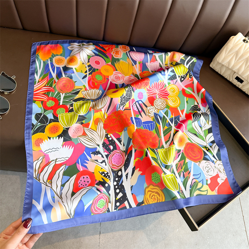 2026 新花柄プリントスクエアスカーフ女性のための模造シル - Scarf Silk Square のレビューと価格