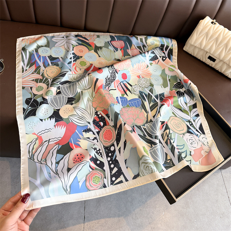 2026 新花柄プリントスクエアスカーフ女性のための模造シル - Scarf Silk Square のレビューと価格