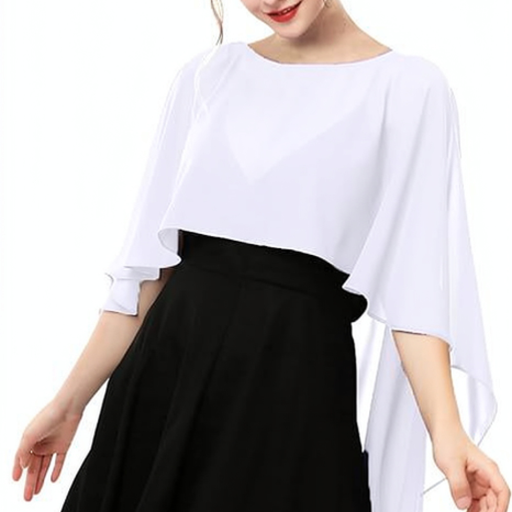 女性用ファッションシフォンショール エレガントなケープレット - Stole Wedding Shawl のレビューと価格