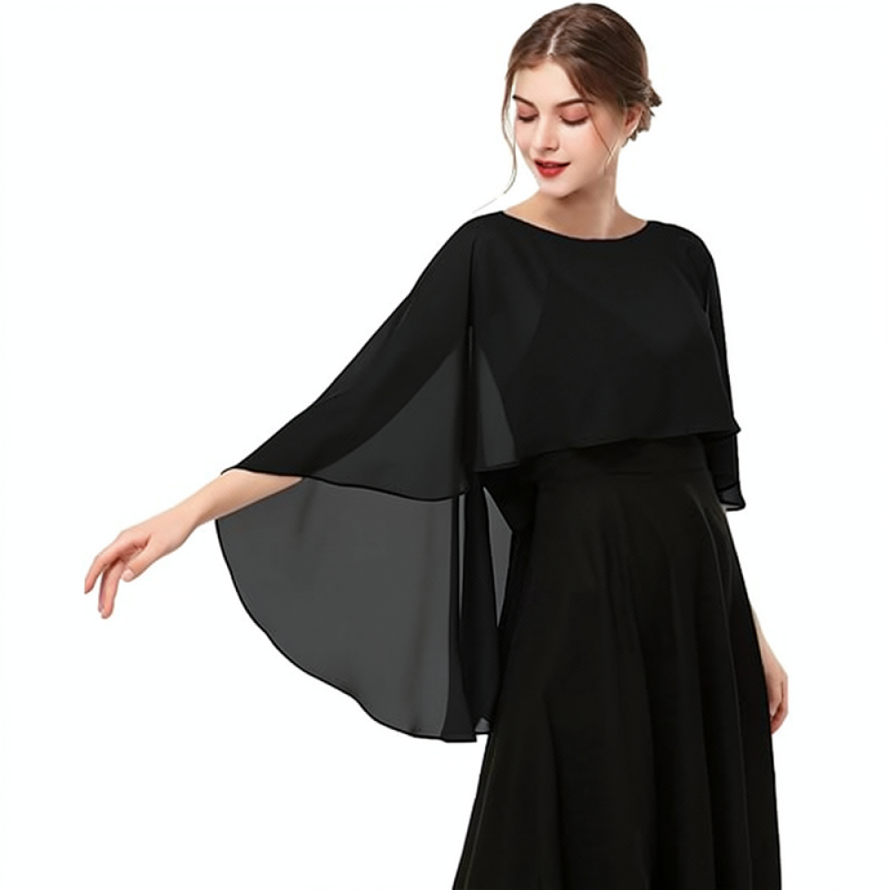 女性用ファッションシフォンショール エレガントなケープレット - Stole Wedding Shawl のレビューと価格